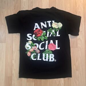 Anti Social Social Club Rose Floral Logo T-Shirt Black Size S